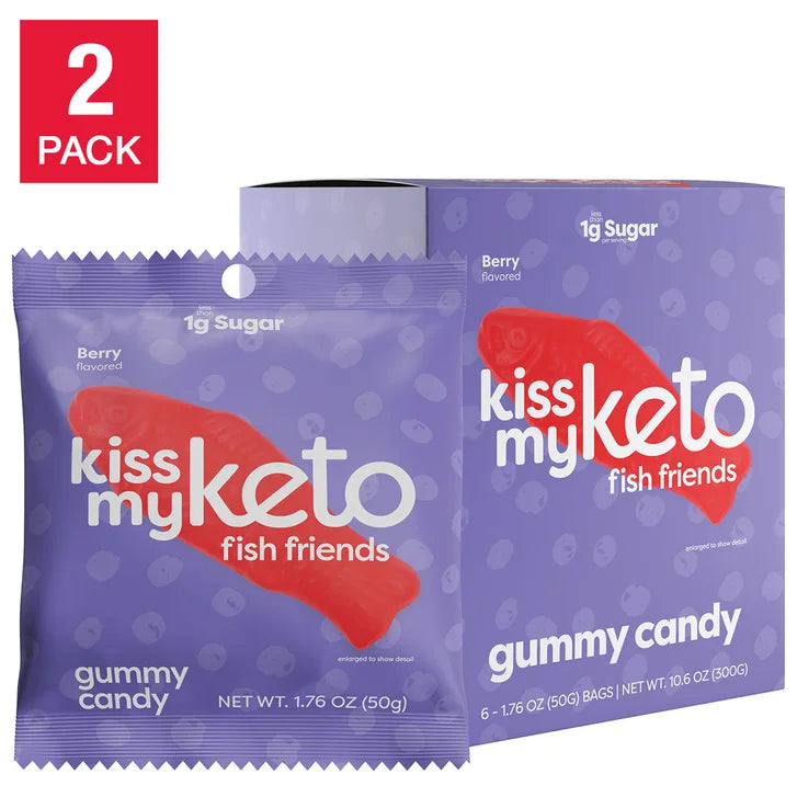 Kiss My Keto Gummy Candy Fish Friends, 6-count, 2-pack