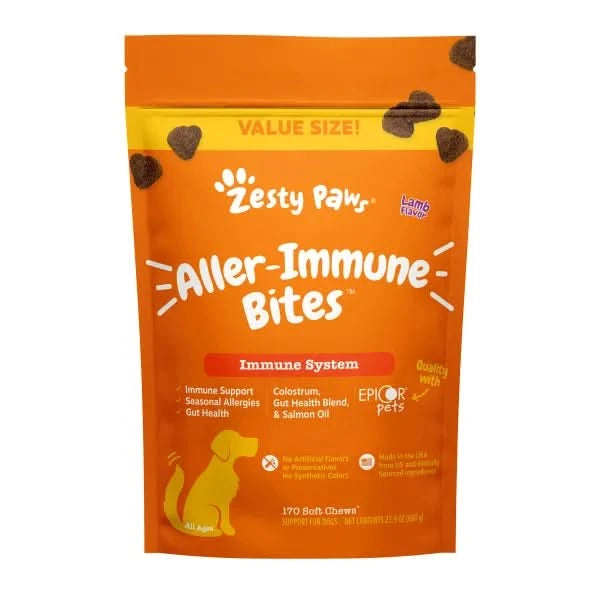Zesty Paws Aller-Immune Bites for Dogs, Lamb Flavor, 170-count