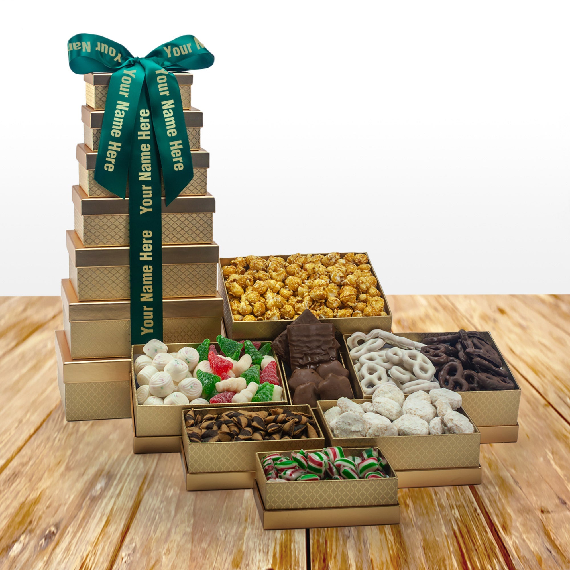 Custom "Your Name Here" Corporate 7-Tier Gold Tower, 12 Minimum Quantity