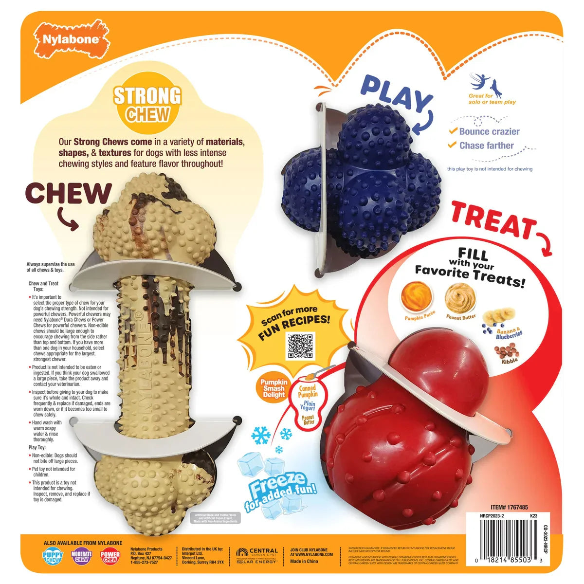 Nylabone Super Tough Rubber Dog Toys, Variety Pack, 3-pack