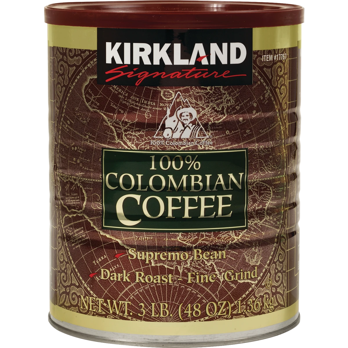 100% Colombian Ground Coffee, Dark Roast, 3 lbs