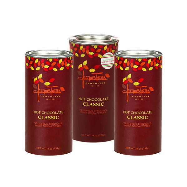 Jacques Torres 14 oz. Assorted Hot Chocolate Tin & Candy Cane Hot Chocolate Tin, 3 Count, 42 oz. Total