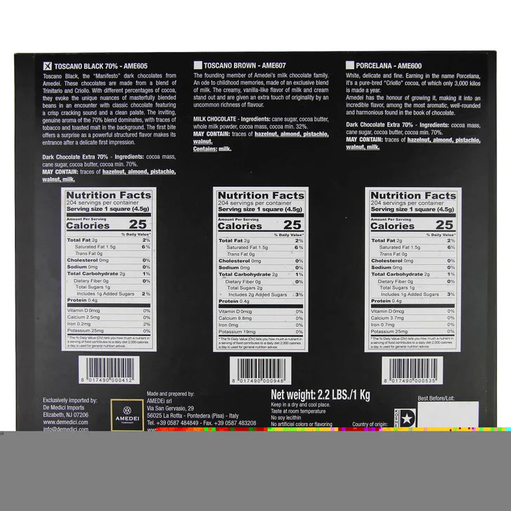 Amedei 70% Dark Chocolate, After Dinner/Hotel Lobby Chocolates, 4.5 g, 204 count