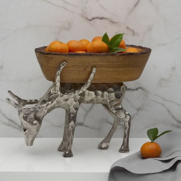Fitz and Floyd Woodgrove Reindeer Centerpiece Bowl