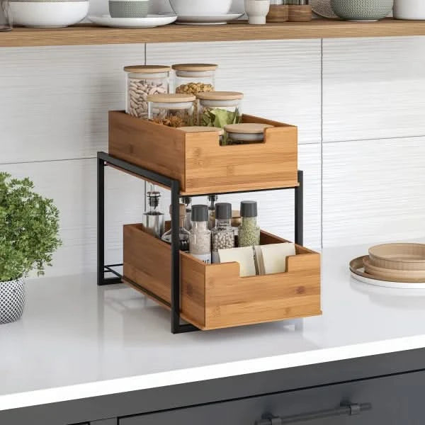 Seville Bamboo 2-tier Sliding Drawer Organizer