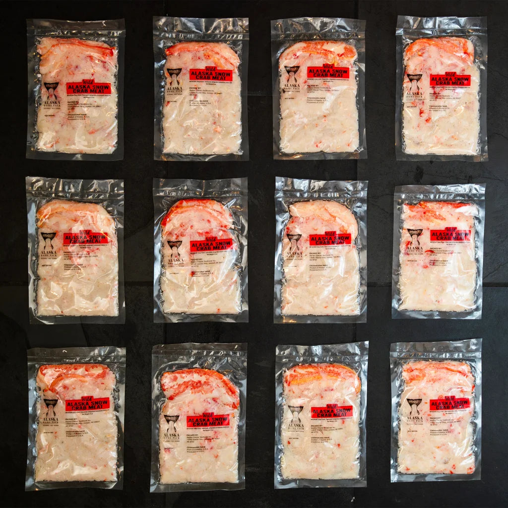 Wild Alaska Snow Crab Meat (Bairdi Crab 8 oz. Pack) 12 Total Packs, 6 Lbs. Total