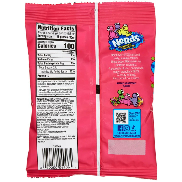 Nerds Gummy Clusters, Rainbow, 5 oz, 12-count