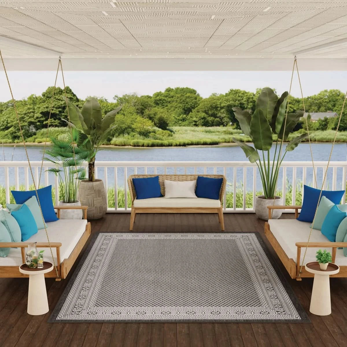 Nourison Garden Spring Indoor/Outdoor Rug Collection, Meadow Black