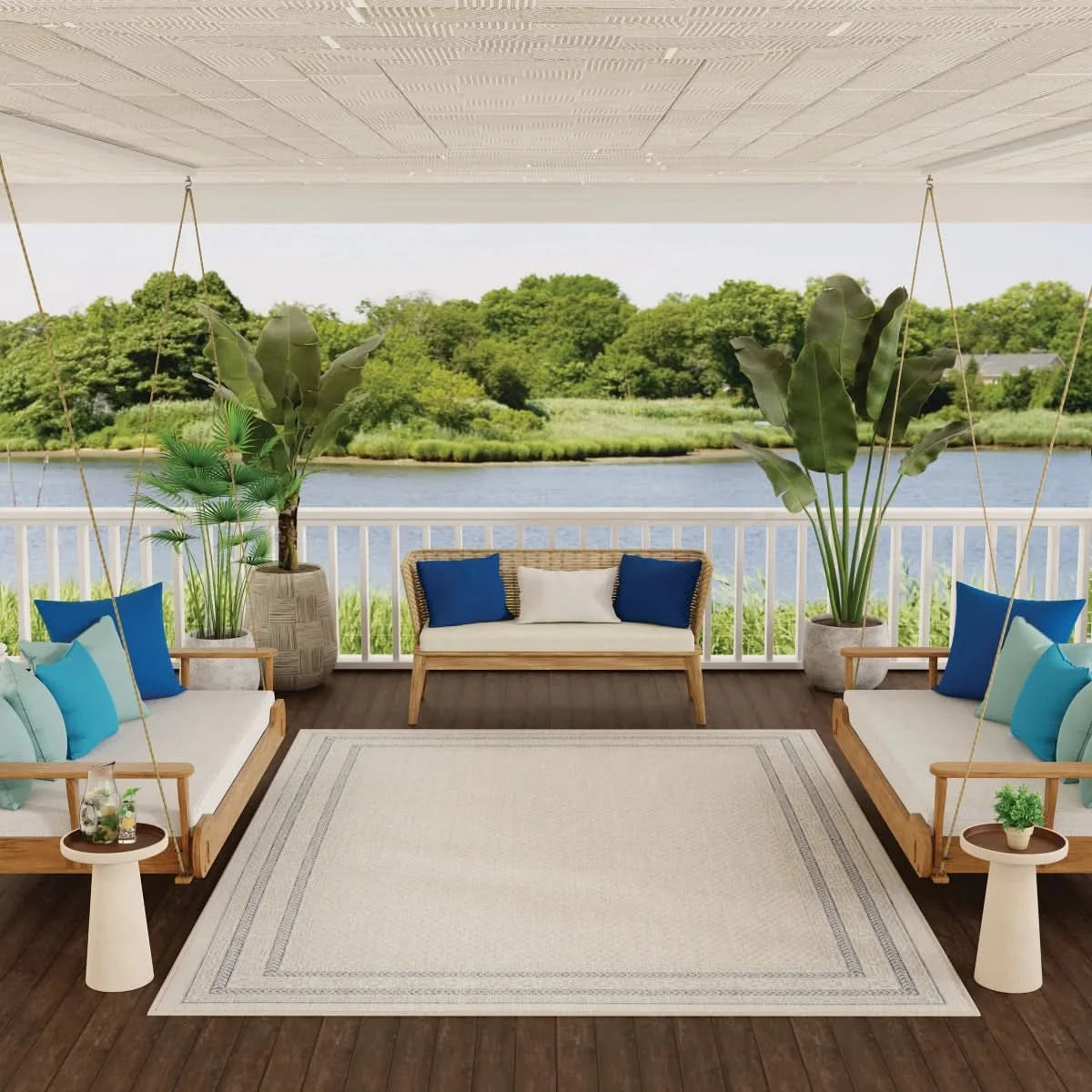 Nourison Garden Spring Indoor/Outdoor Rug Collection, Meadow Gray