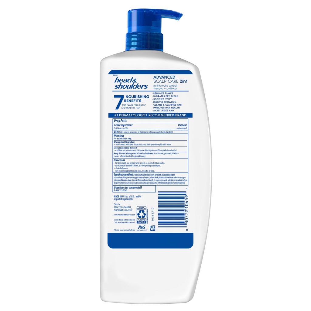 Head & Shoulders 2-in-1 Dandruff Shampoo and Conditioner Advanced Scalp Care with Aloe Vera, Coconut Water & Vitamins, 40 fl oz
