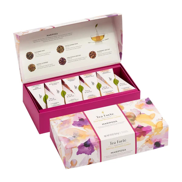 Tea Forte Mariposa Tea Bundle with 20 Pyramid Infusers, 2 Café Cups and 2 Tea Trays