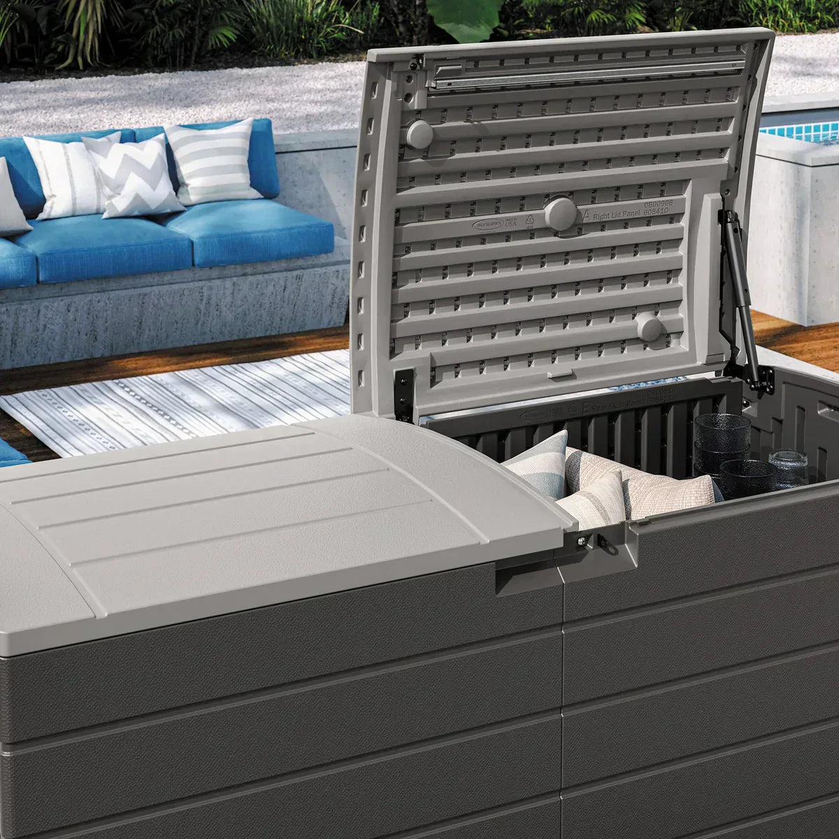 120 Gallon Split Lid Extra Large Deck Box