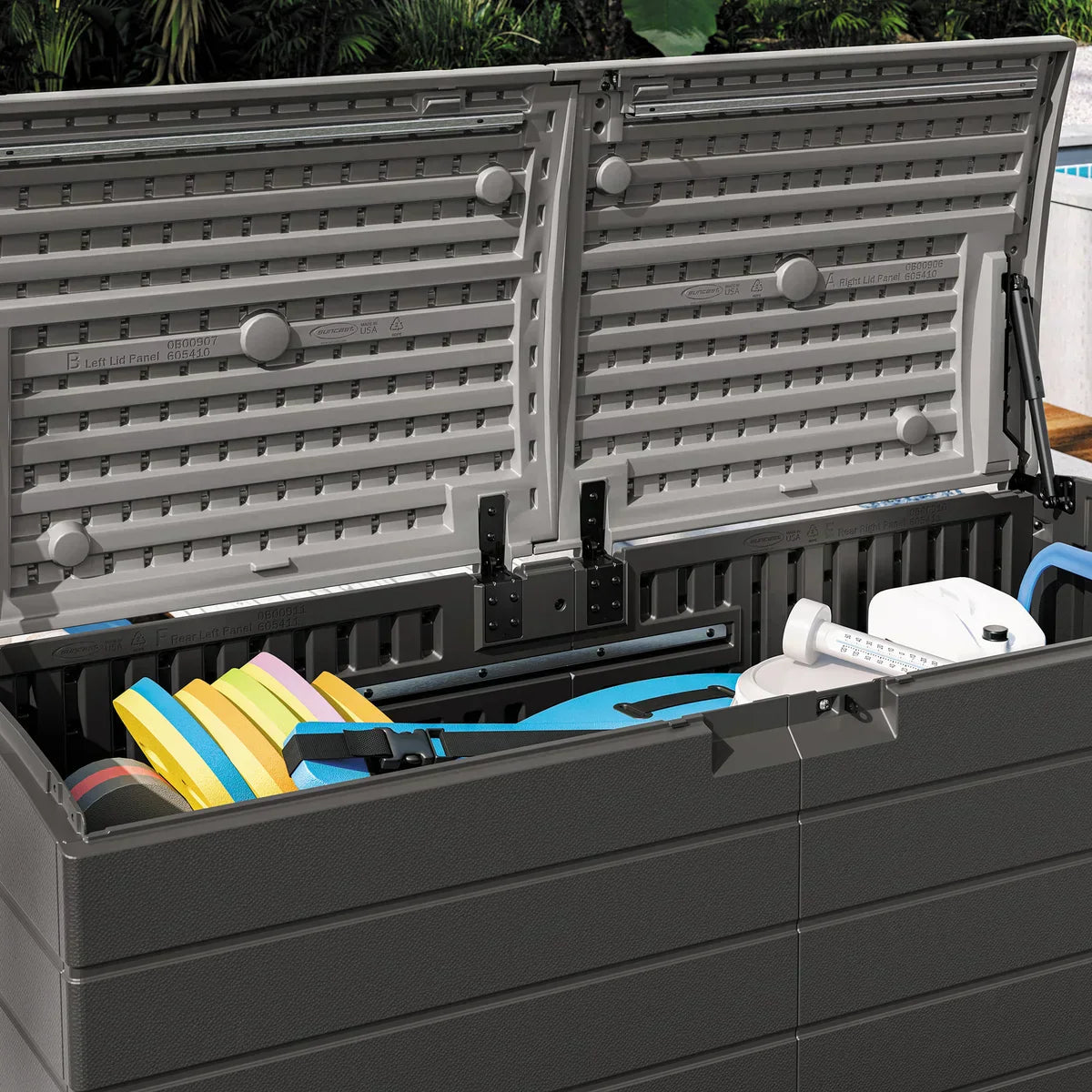 120 Gallon Split Lid Extra Large Deck Box