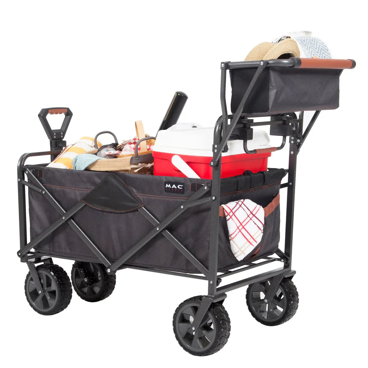 Mac Sports Deluxe Push Pull Folding Wagon with Brakes