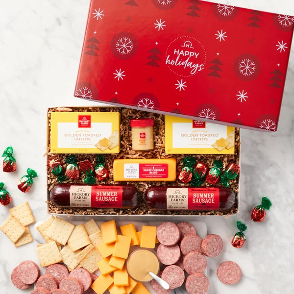 Hickory Farms Happy Holidays Meat & Cheese Gift Box, 1.45 lbs Total,