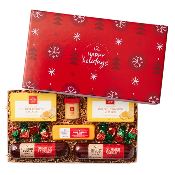 Hickory Farms Happy Holidays Meat & Cheese Gift Box, 1.45 lbs Total,