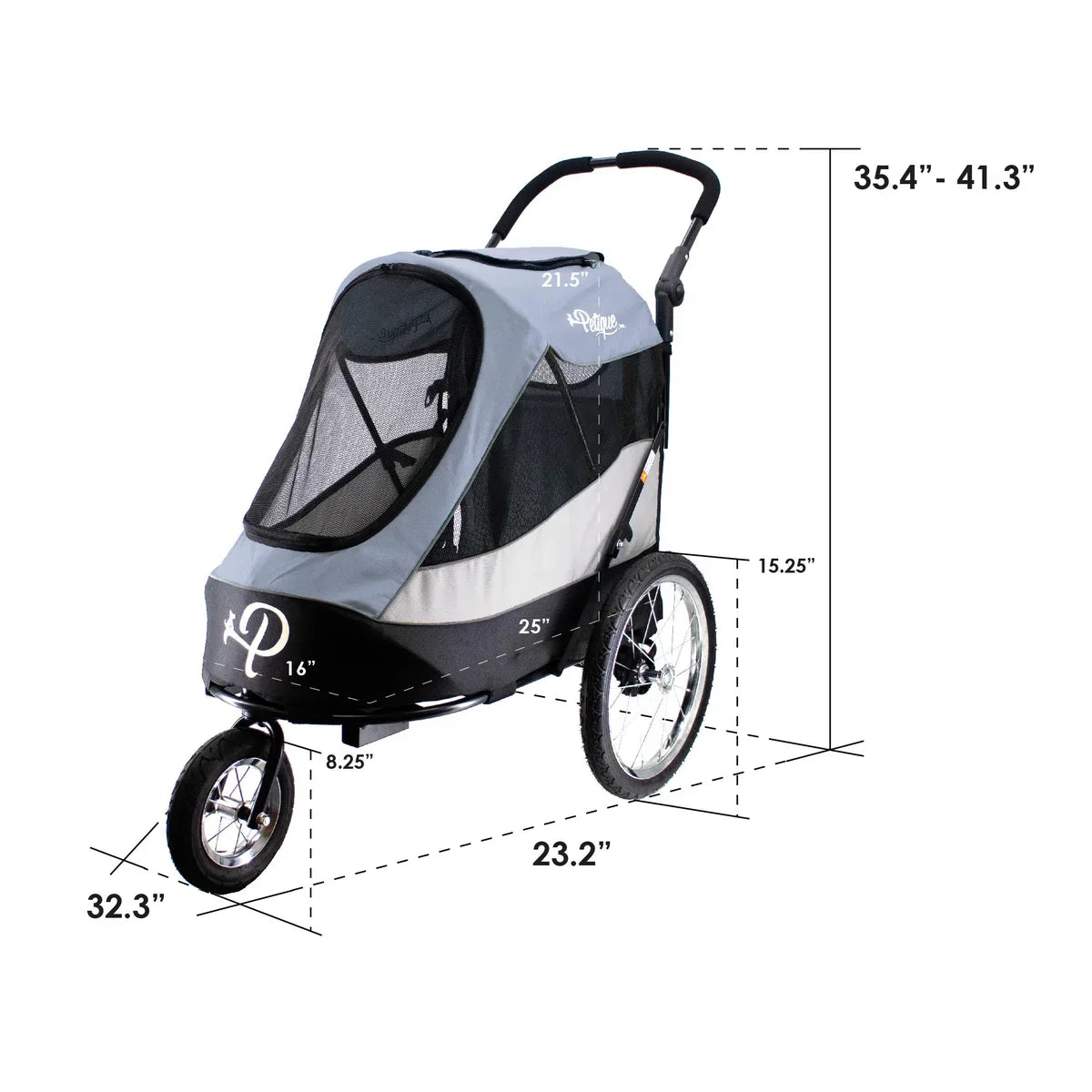 Petique Trailblazer Gray Pet Jogger with Accessory Bundle
