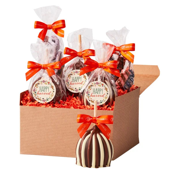 Mrs. Prindables Fall Harvest Box, Caramel Apple & Confection Gift Box, 4.5 lbs total