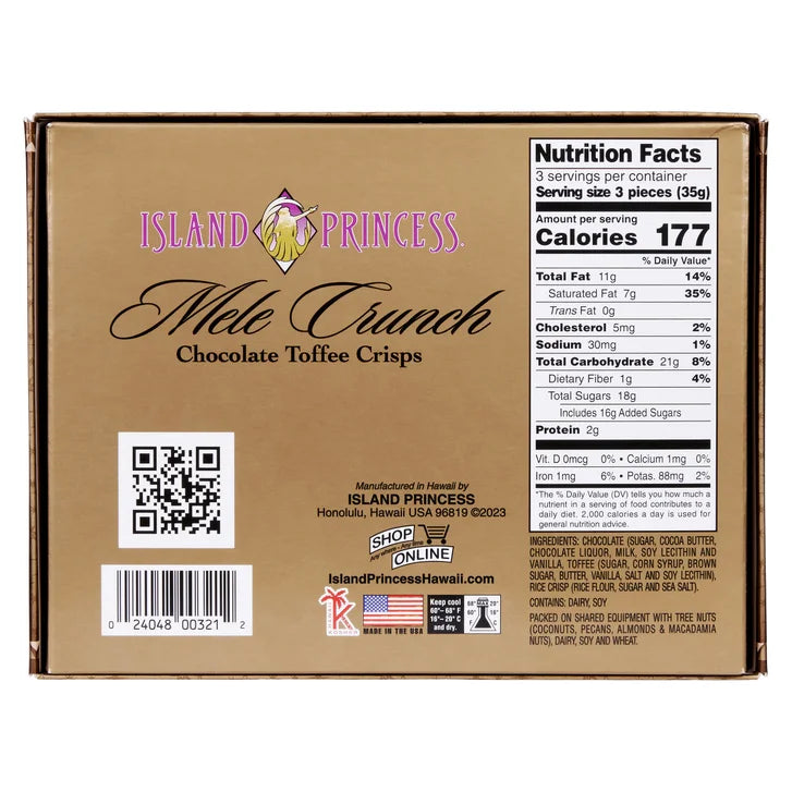 Island Princess Mele Crunch Chocolate Toffee Crisps, 12-pack, 45 oz. Total