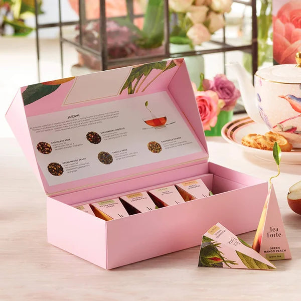 Tea Forte Jardin and Hanami Variety Tea Set With 2 Café Cups and 2 Tea Trays