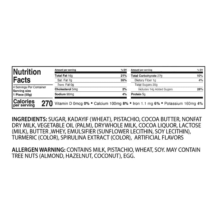 Fiorella Dubai Chocolate Bars, 200g, 3-pack