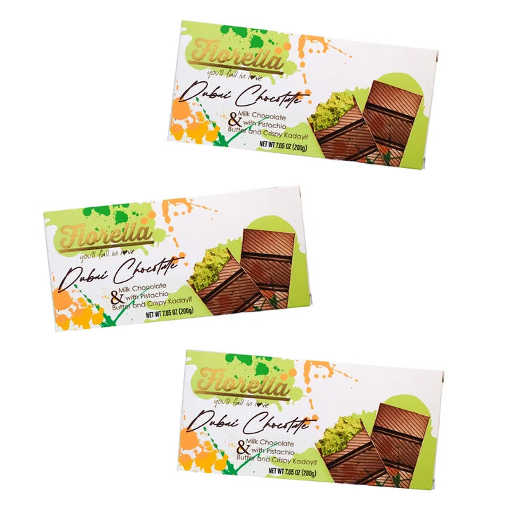 Fiorella Dubai Chocolate Bars, 200g, 3-pack