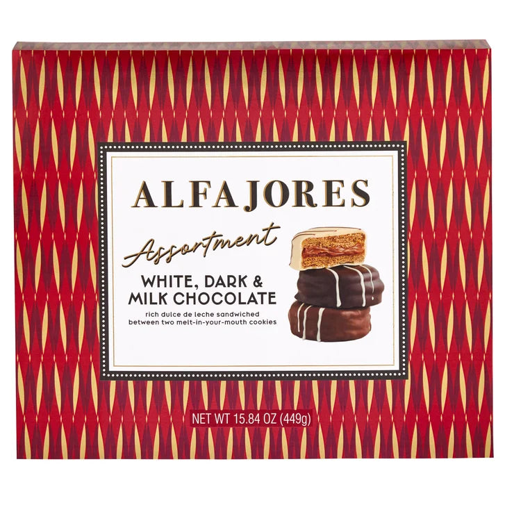Alfajores White, Dark, and Milk Chocolate Assortment, 9-count, 5.28 oz