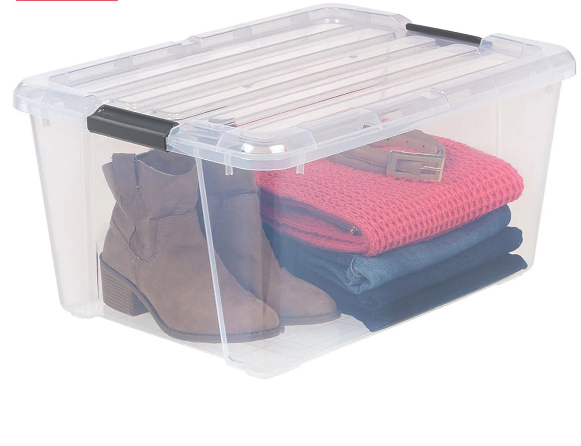 IRIS 45QT Clear Storage Bin with Buckles, 6-pack