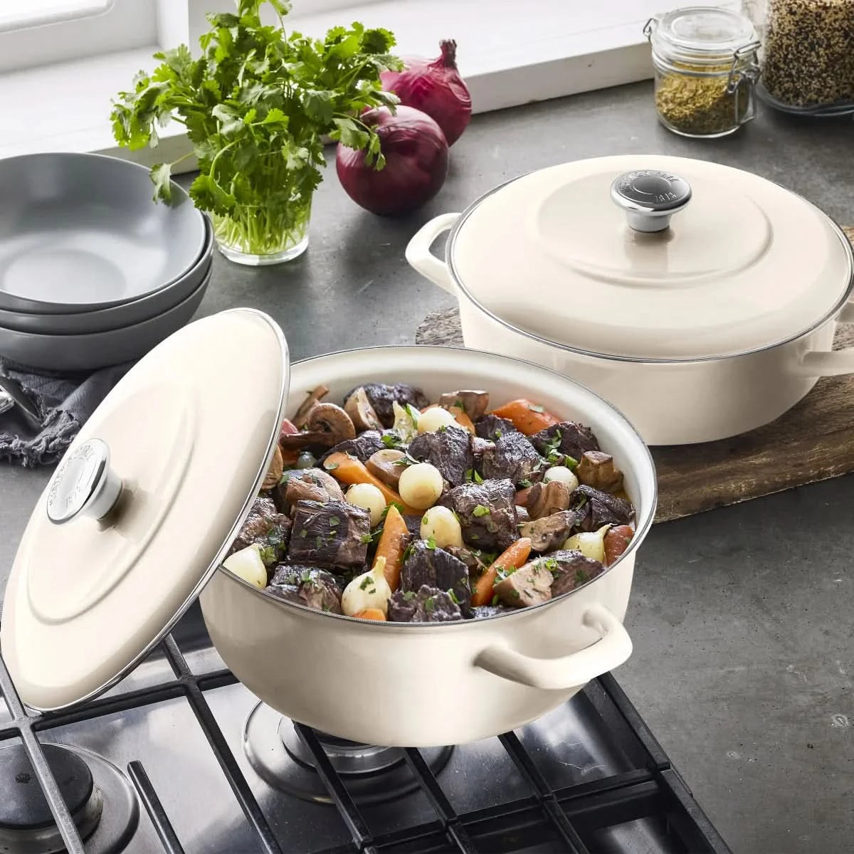 Merten & Storck 5.5-Quart Dutch Oven with Lid, 3.7-Quart Braiser with Lid, 2-pack