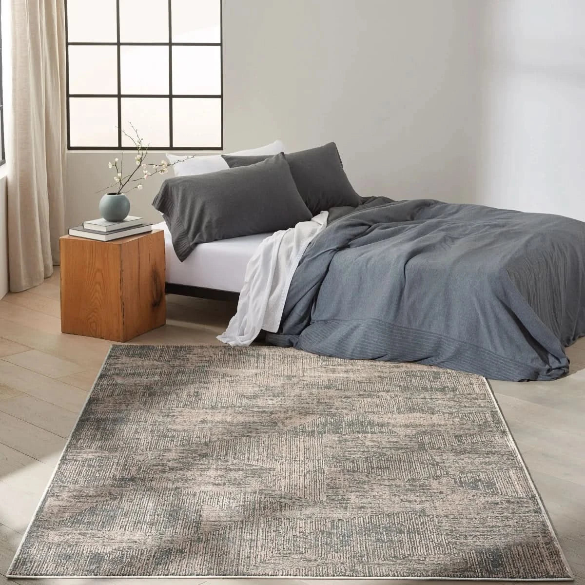 Calvin Klein Luminosity Black Ivory Area Rug, 5'3" x 7'3"