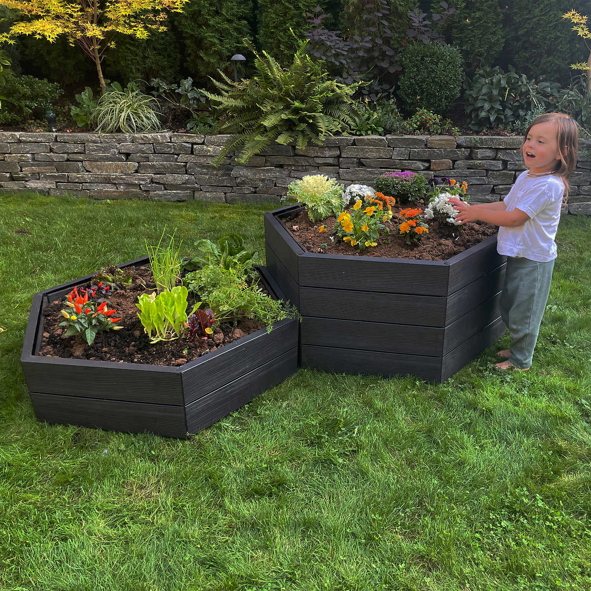 Exaco Triple ERGO Raised Garden Bed & Open Composter Kit