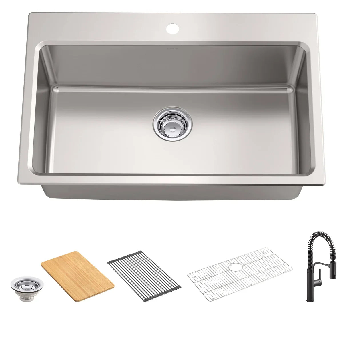 Kohler Provo 33" Dual Mount Single-bowl Workstation Kitchen Sink Kit
