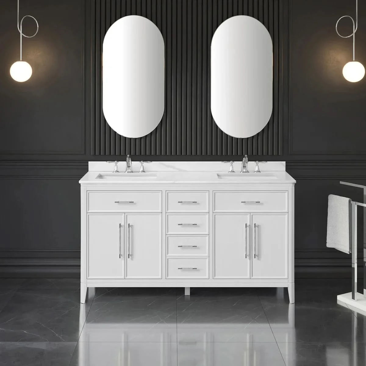 Loxley Rowe Venice Vanity with Quartz Top in White