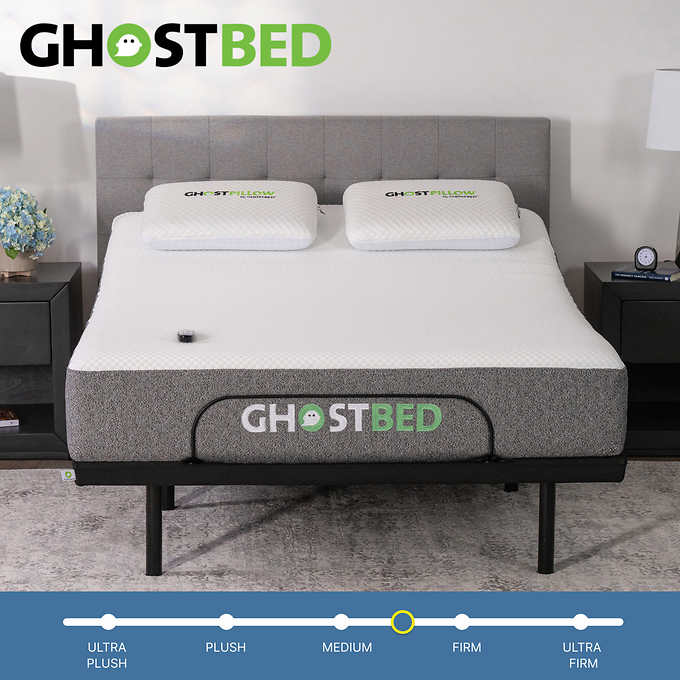 Ghostbed Classic 11" Medium-Firm Mattress with Luxury Adjustable Base
