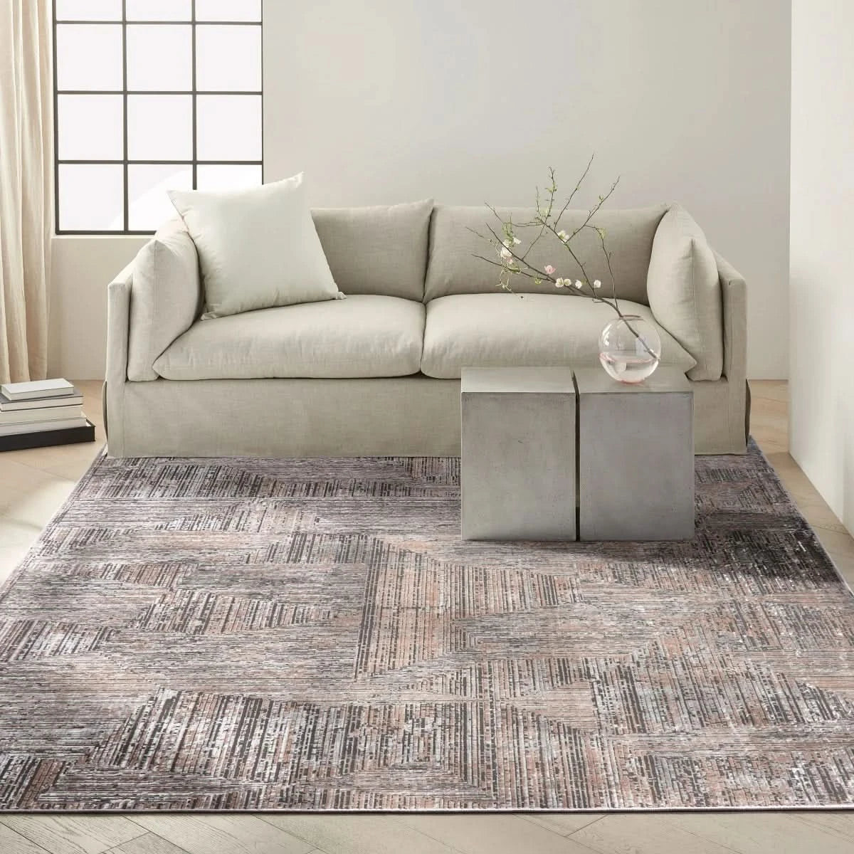 Calvin Klein Luminosity Black Ivory Area Rug, 9' x 12'