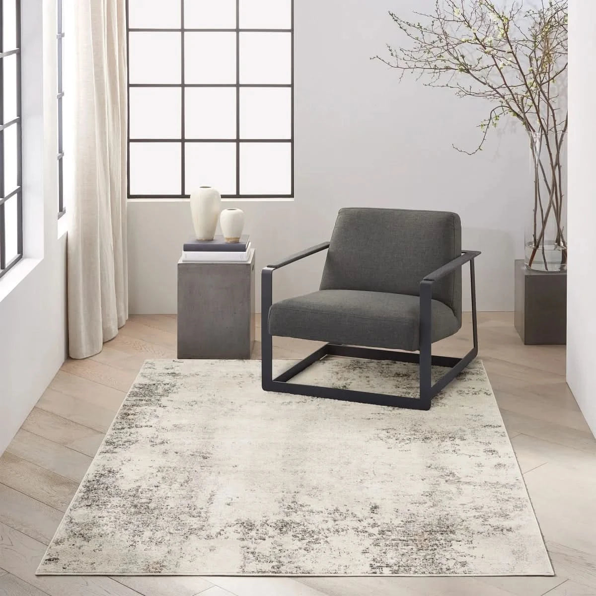 Calvin Klein Luminosity Ivory Gray Area Rug, 5' 3" x 7' 3"