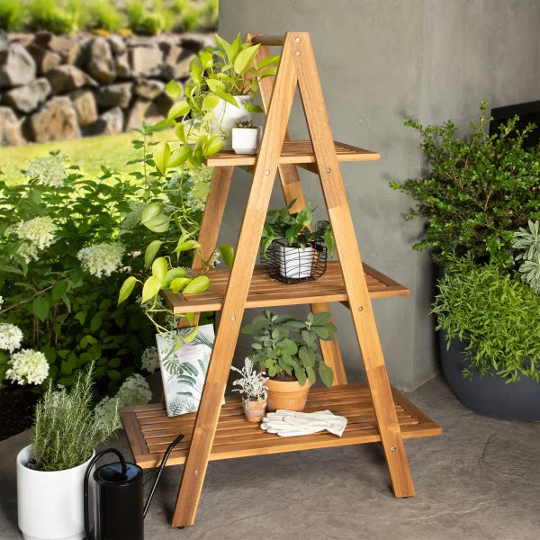 Cascade 3-Layer Outdoor Wood Plant Stand