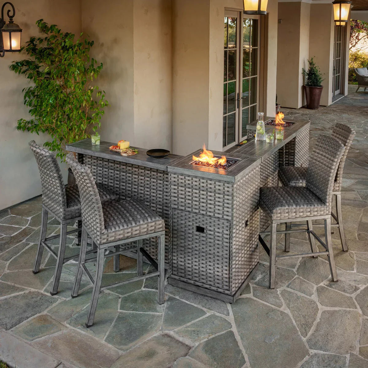 Sunvilla Diego 8-piece Modular Outdoor Bar Set With 2 Fire Towers