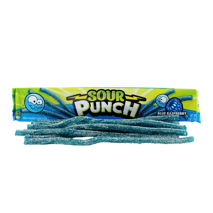 Sour Punch Straws, Blue Raspberry, 2 oz, 24-count