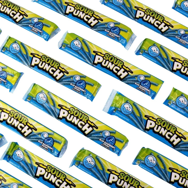 Sour Punch Straws, Blue Raspberry, 2 oz, 24-count