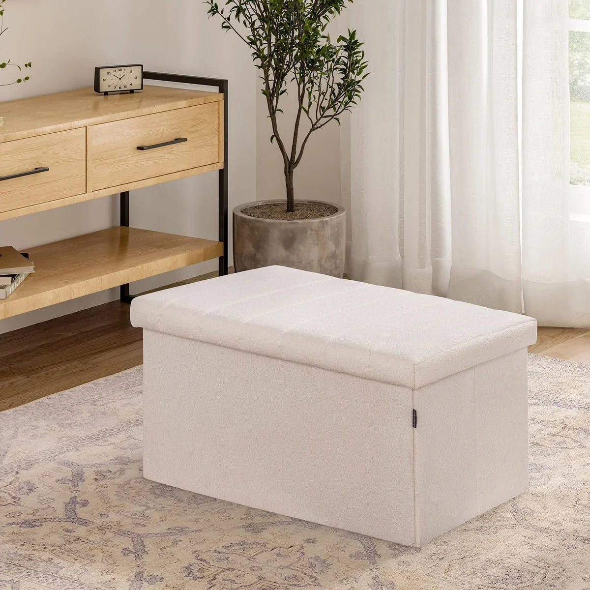 Seville Classics Boucle Foldable Storage Trunk