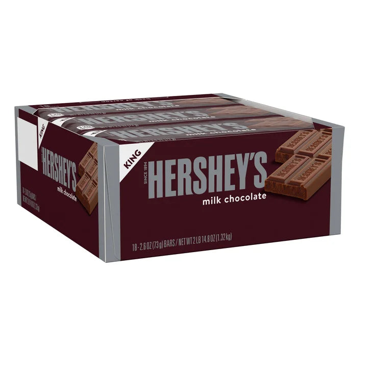Hershey's King Size Milk Chocolate Bars, 2.6 oz, 18-count