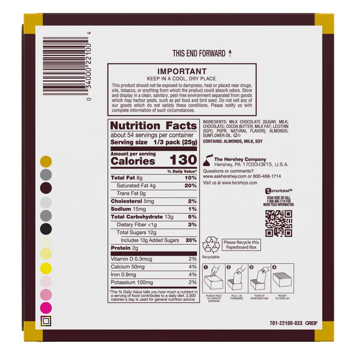 Hershey's Milk Chocolate with Almonds, King Size, 18-count