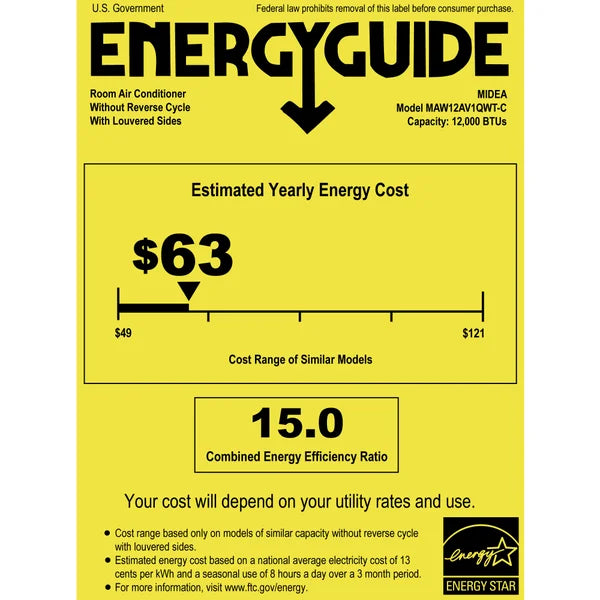 Midea U 12,000 BTU Smart Inverter Window AC with MShield, Energy Star