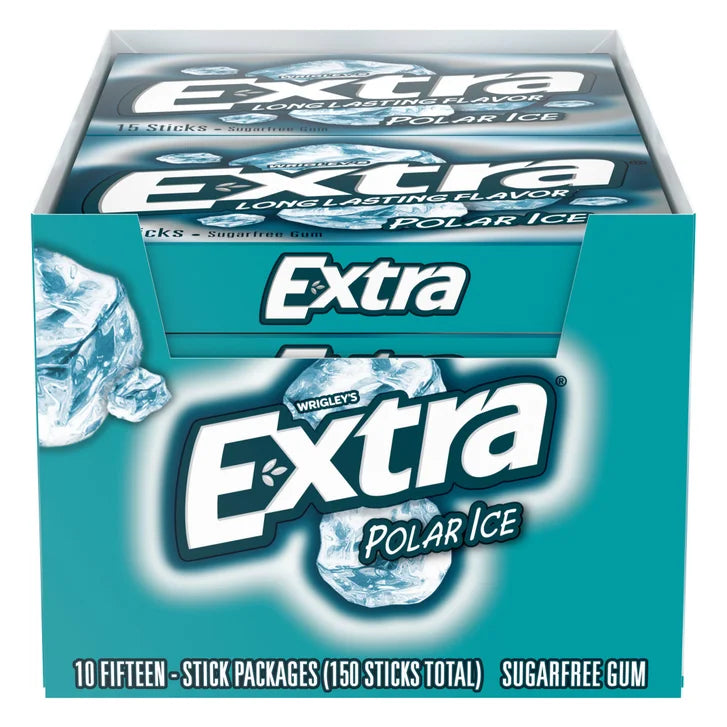 Extra Sugar Free Gum, Polar Ice Chewing Gum, 15 Sticks, 10-count