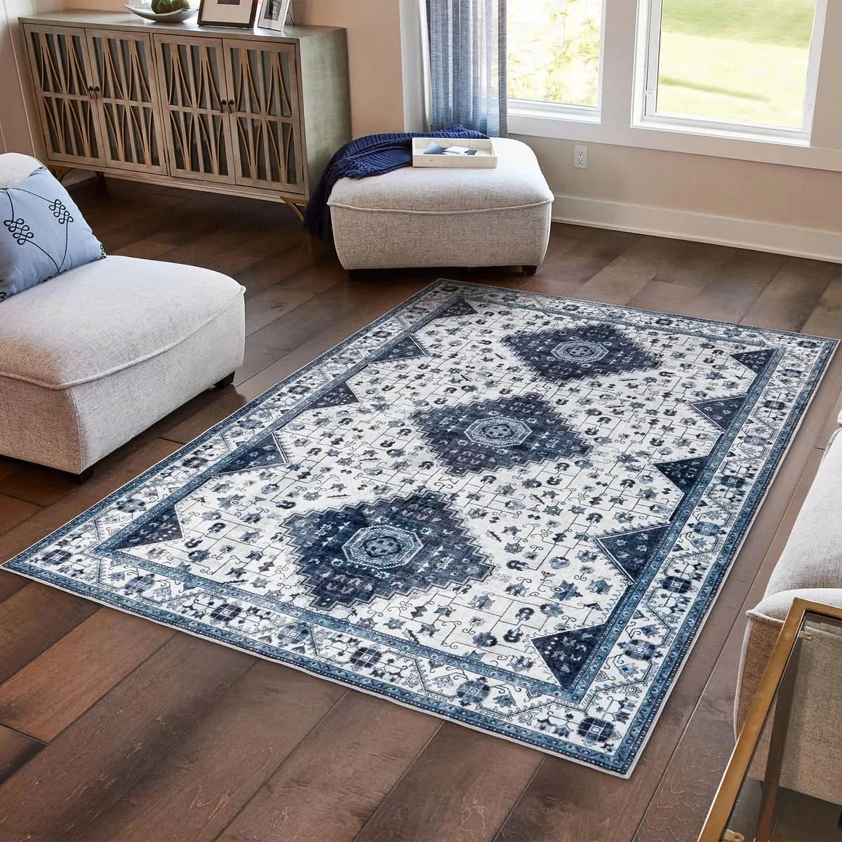 Wyatt & Ash Washable Washable Indoor Area Rug, Cyrus 7'10" x 10"