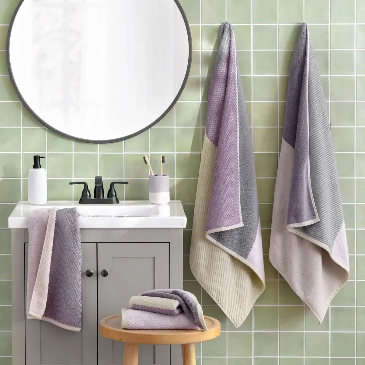 Colorblock Bath Towel 6-piece Set