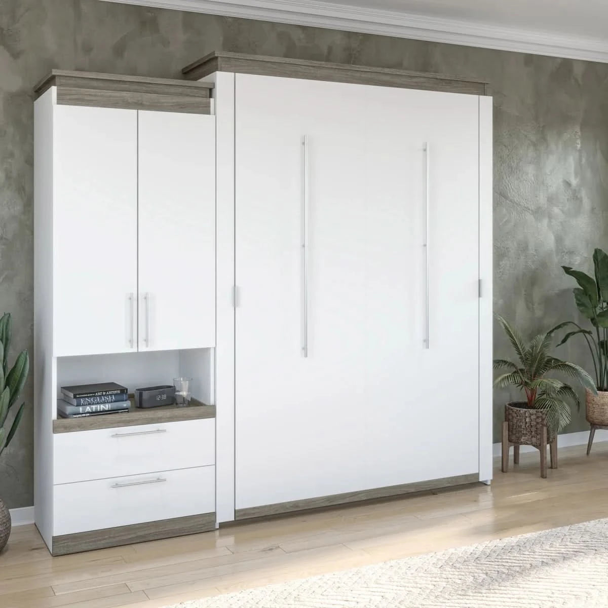 Orion Queen Wall Bed with Storage Cabinet and Nightstand