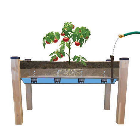 Self-Watering Elevated Cedar Planter with Greenhouse and Bug Cover