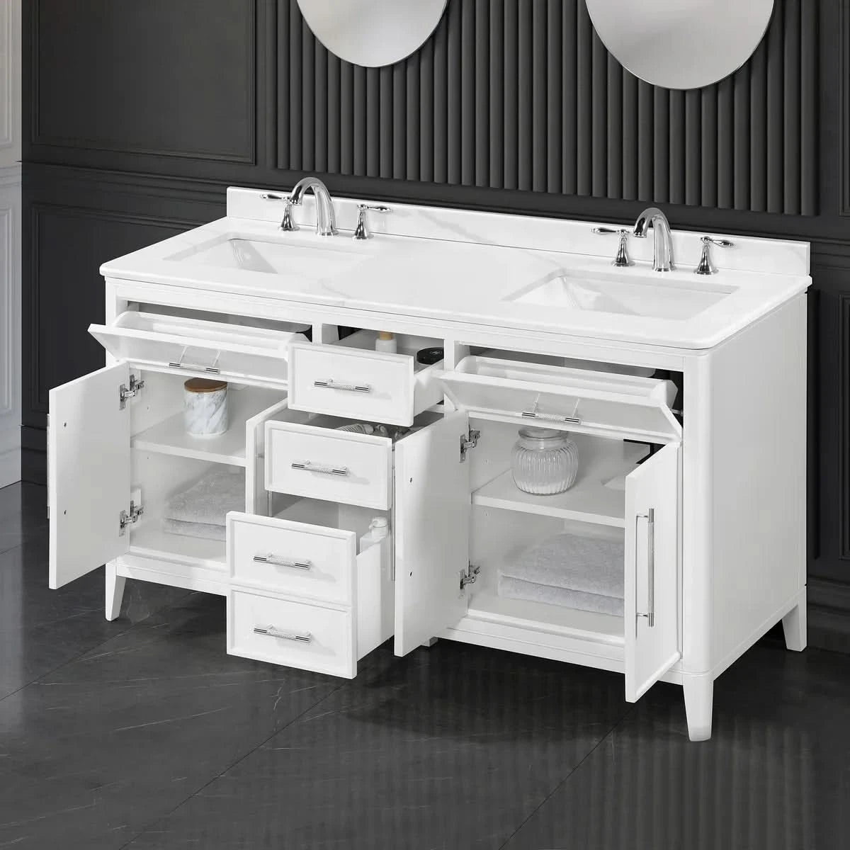 Loxley Rowe Venice Vanity with Quartz Top in White